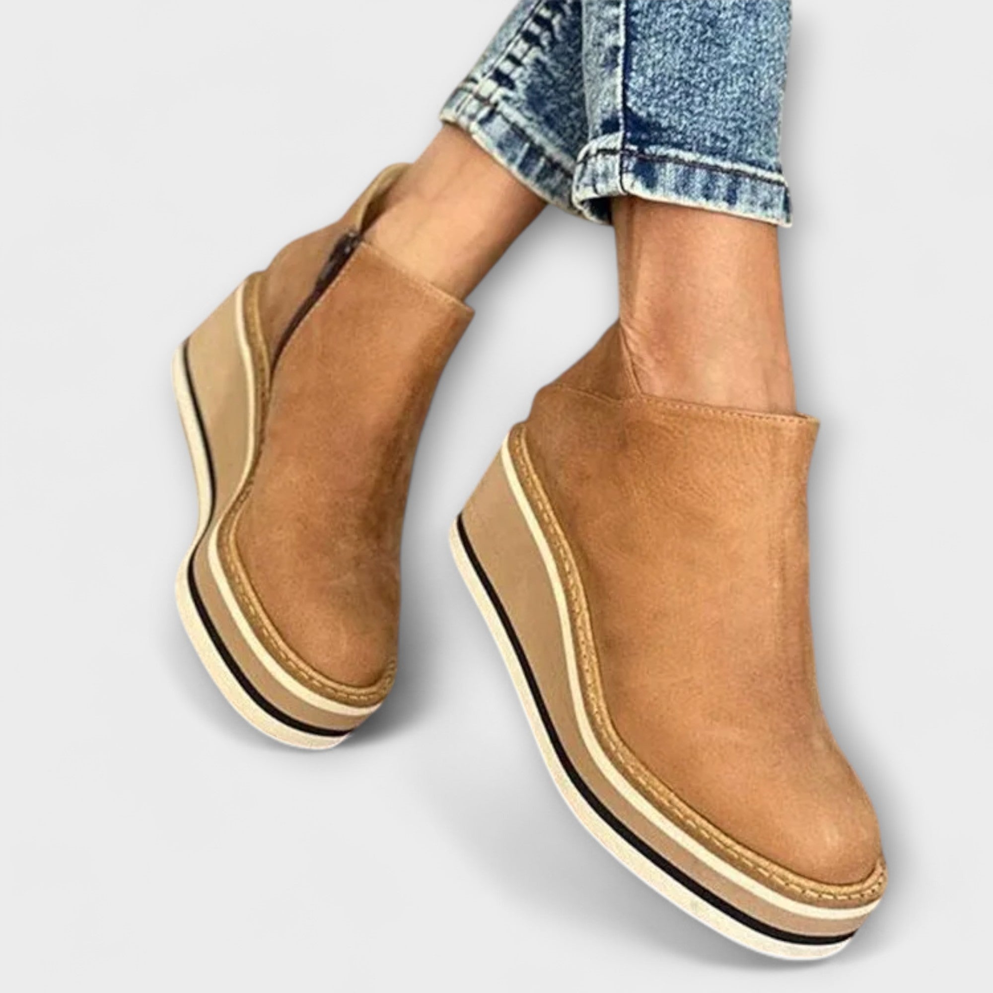 Women's Wedge Ankle Boots With Side Zipper
