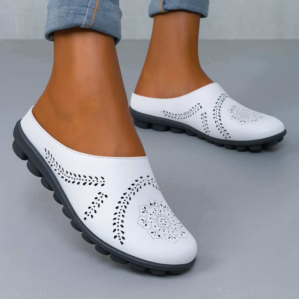 Women's Perforated Slip-On Mules | Breathable Comfort