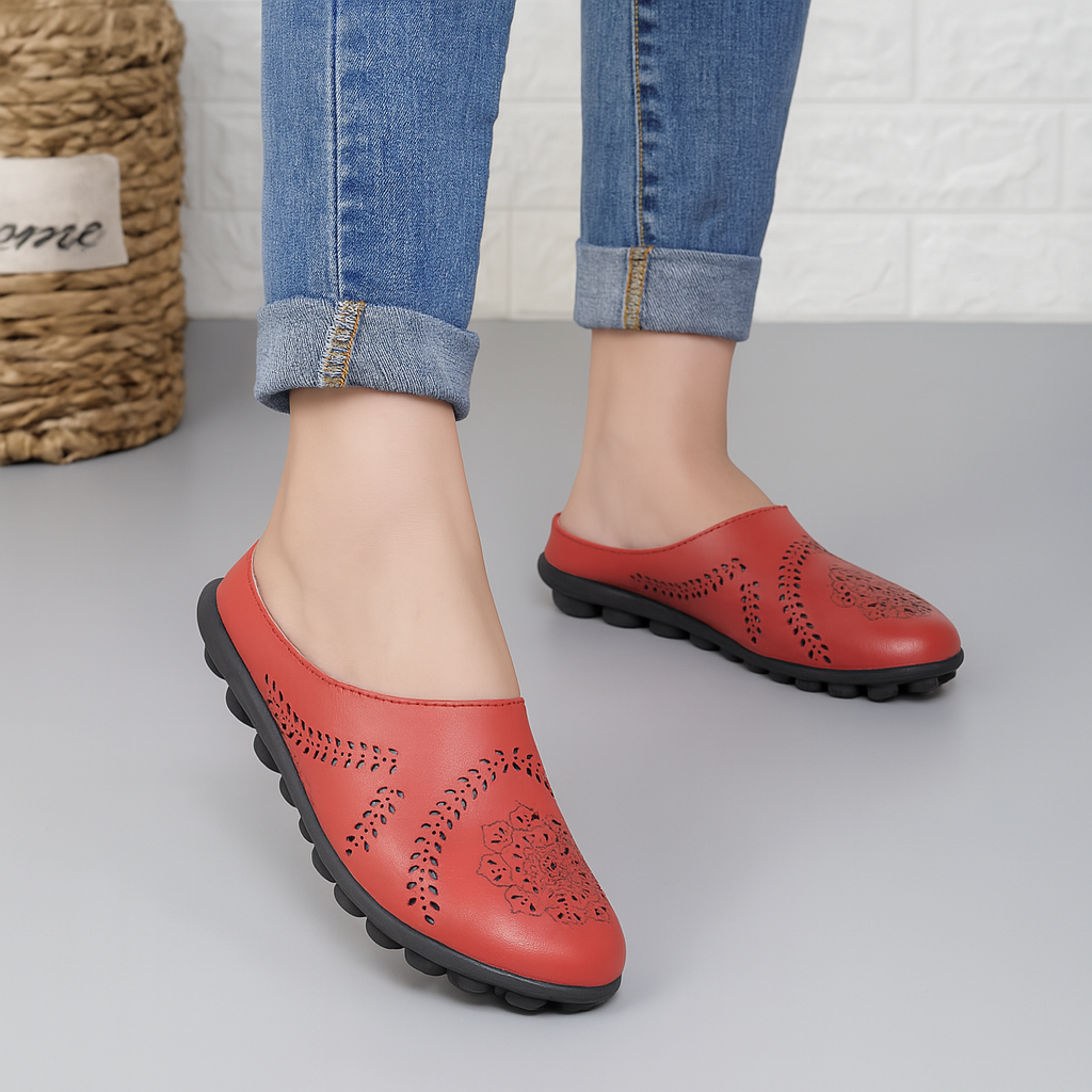 Women's Perforated Slip-On Mules | Breathable Comfort