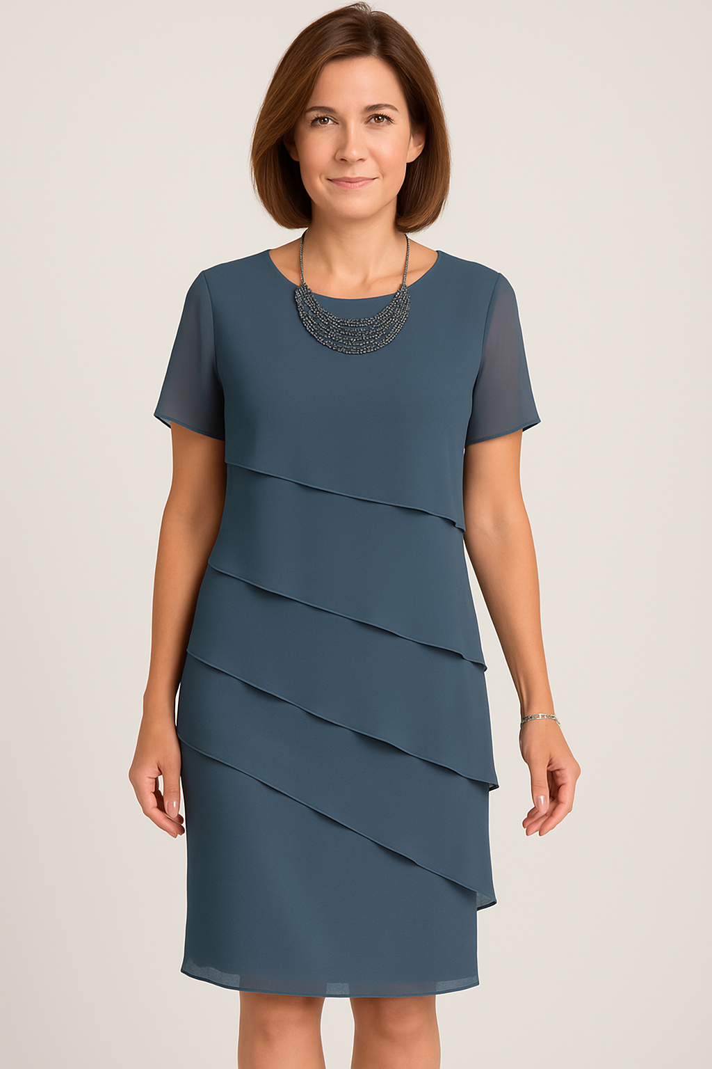 Women's Patchwork Chiffon Midi Dress