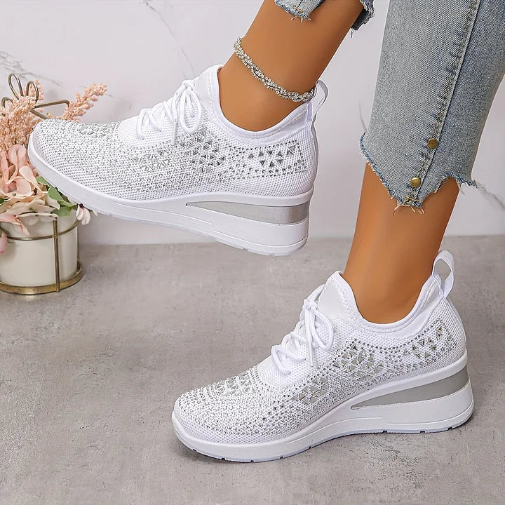 Rhinestone Orthopedic Arch Support Mesh Sneakers