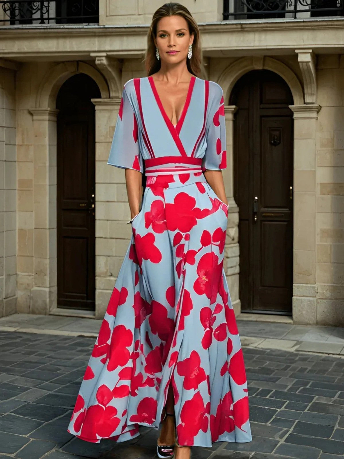 Floral Print Elegant Maxi Dress