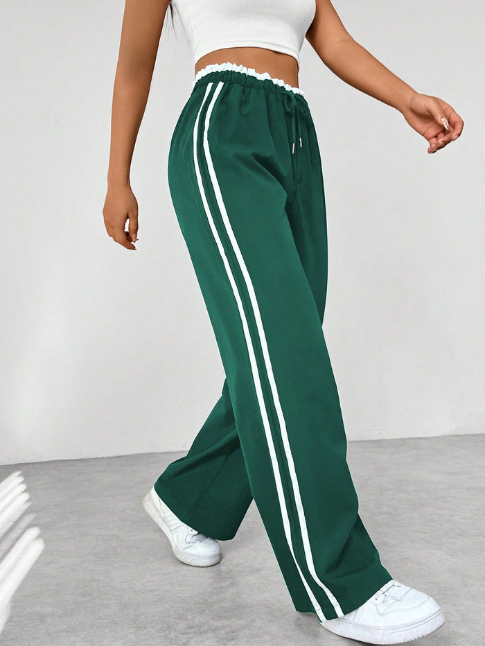 High-Waisted Striped Jogger Sweatpants