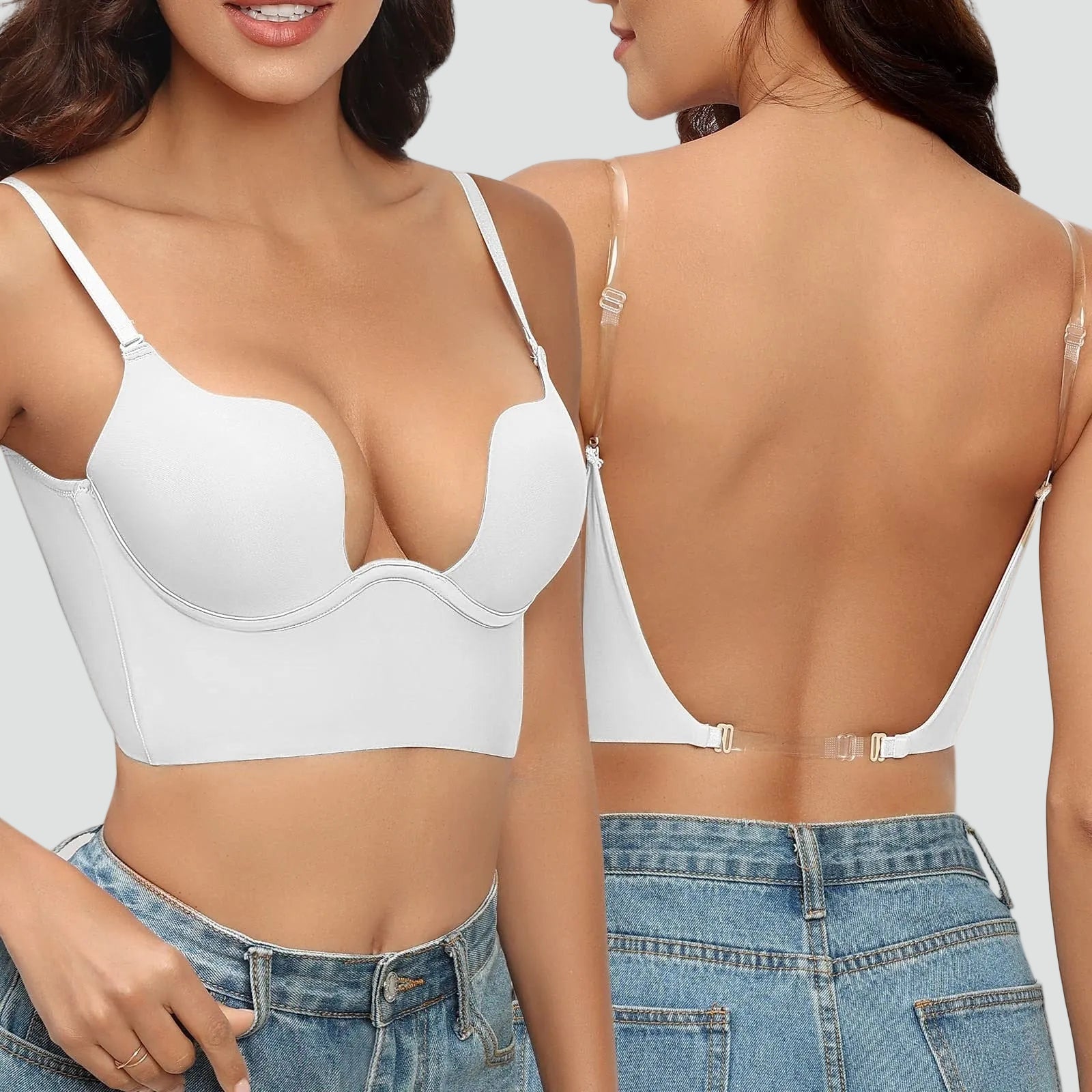Backless Push-Up Bra With Adjustable Straps