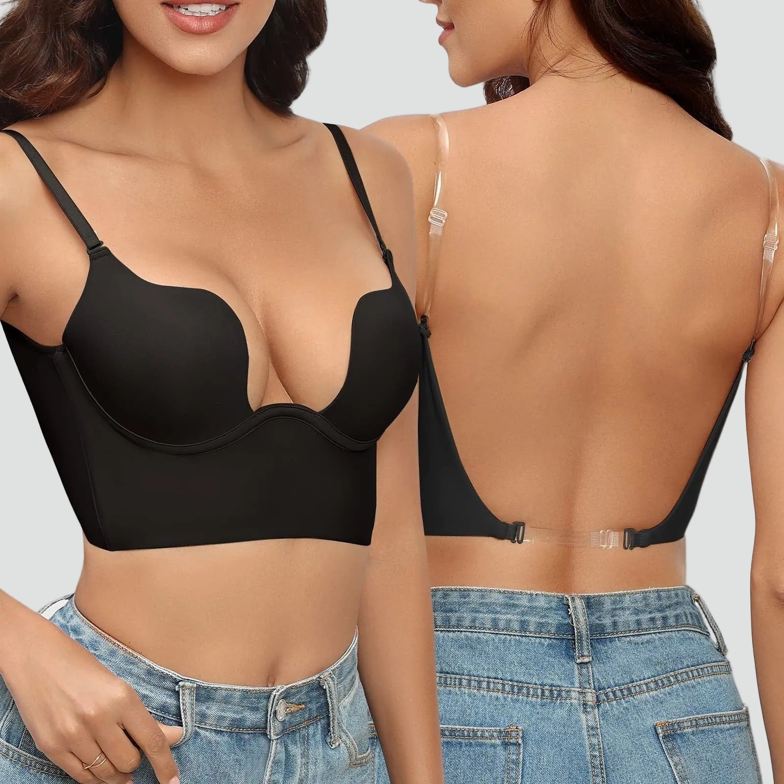 Backless Push-Up Bra With Adjustable Straps
