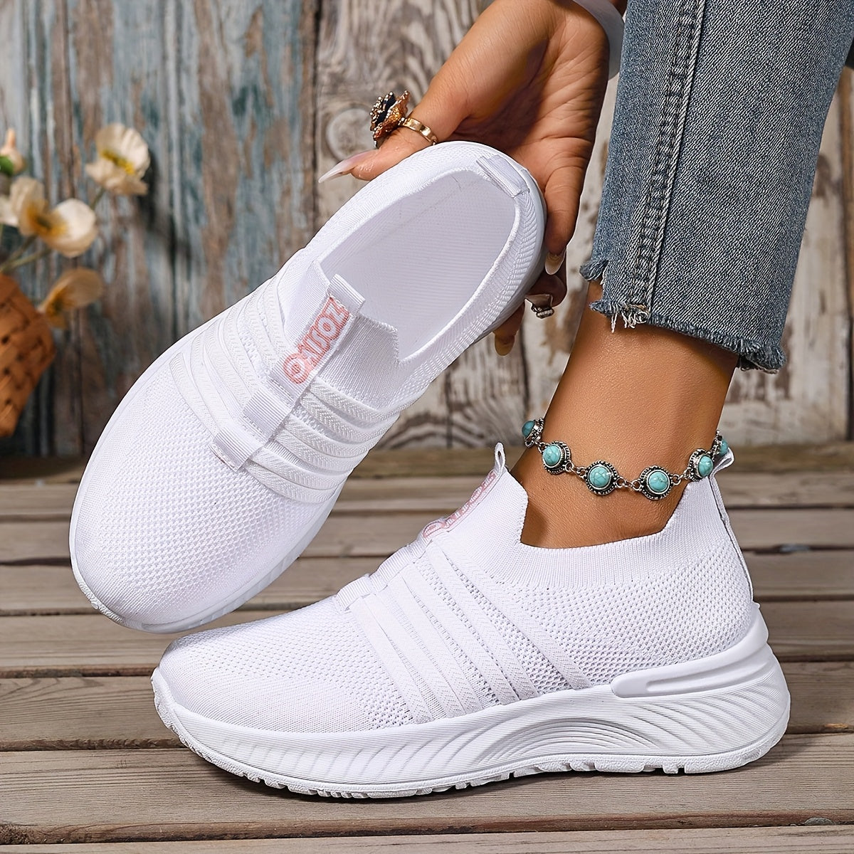 Women's Slip-On Walking Shoes with Cushioned Sole