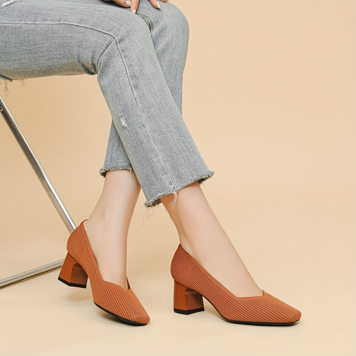 Pointed Toe Orthopedic Block Heel Pumps