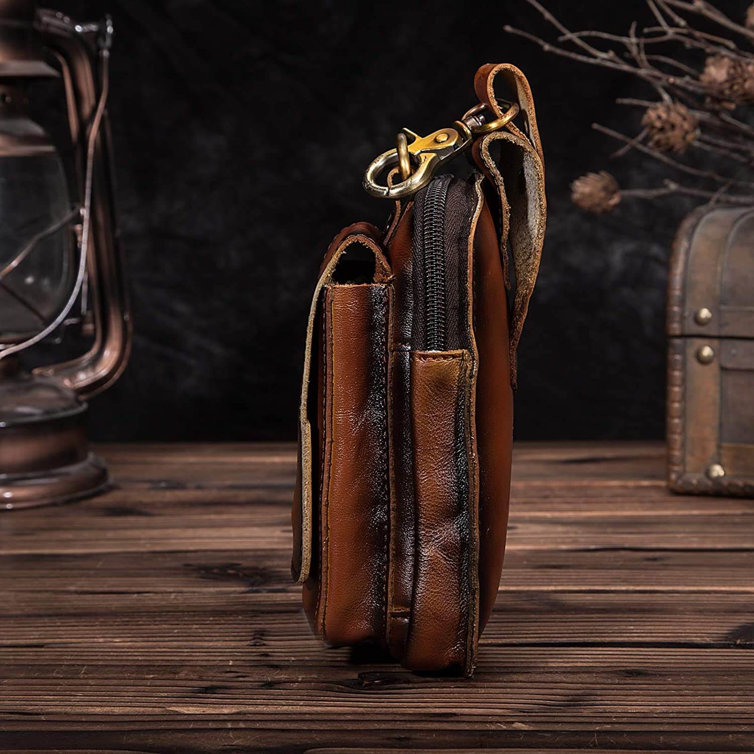 Cowhide Leather Adjustable Waist Bag