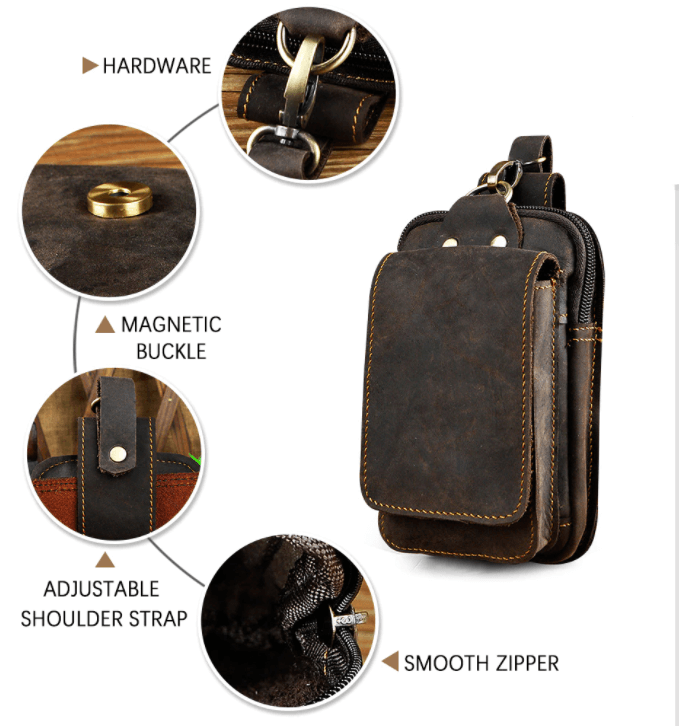 Cowhide Leather Adjustable Waist Bag