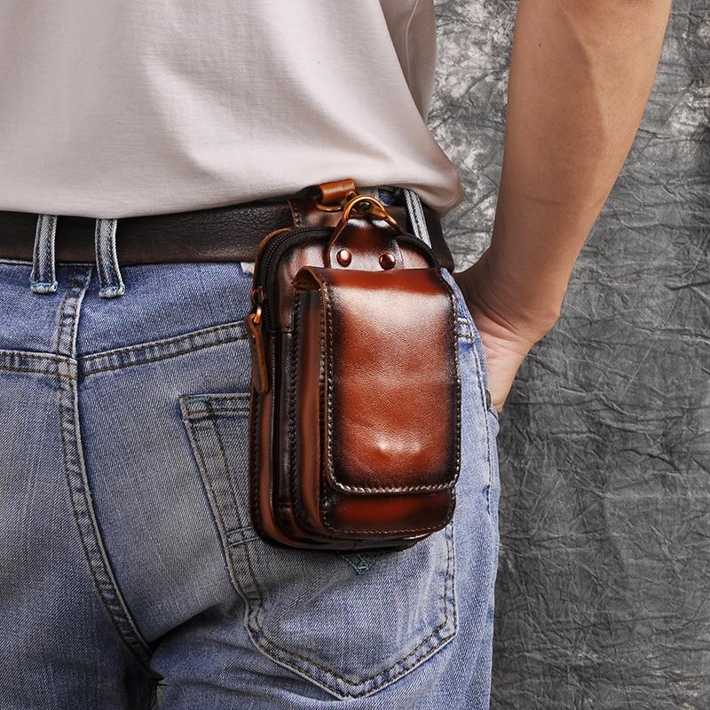 Cowhide Leather Adjustable Waist Bag