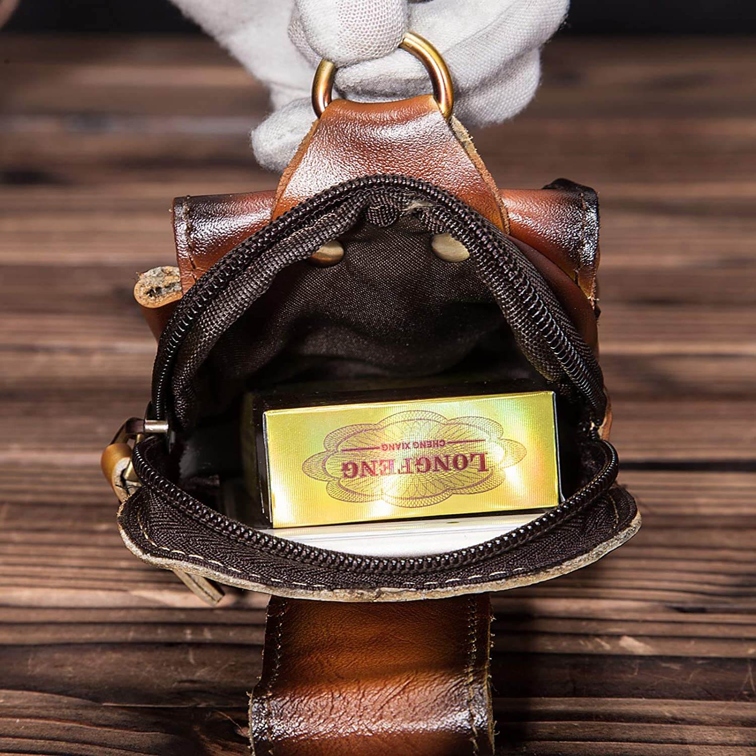 Cowhide Leather Adjustable Waist Bag