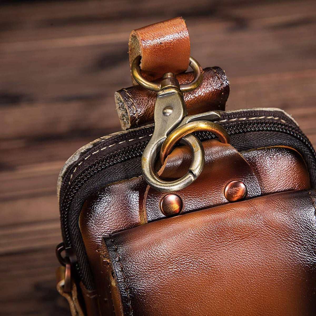 Cowhide Leather Adjustable Waist Bag