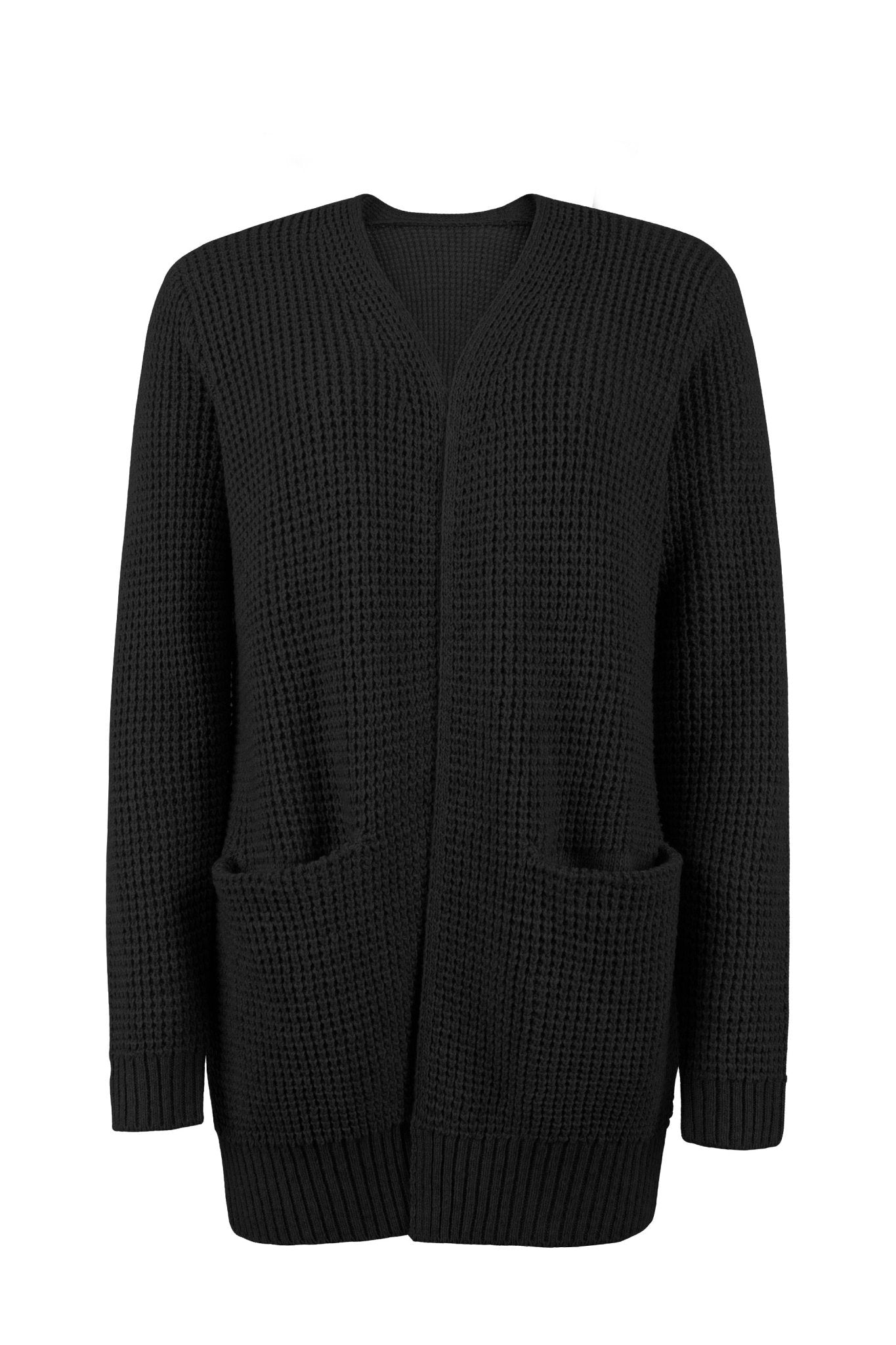 Long V Neck Cardigan With Front Pockets