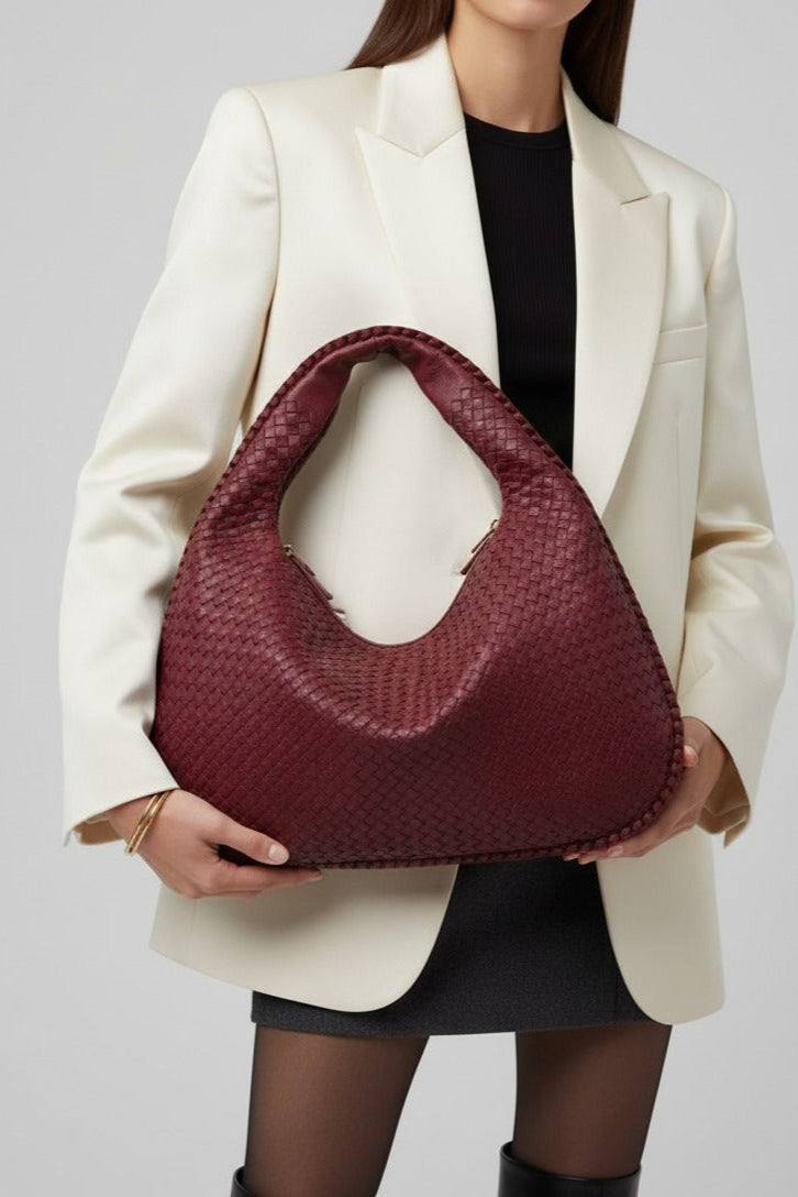 Round Braided Vegan Leather Bag