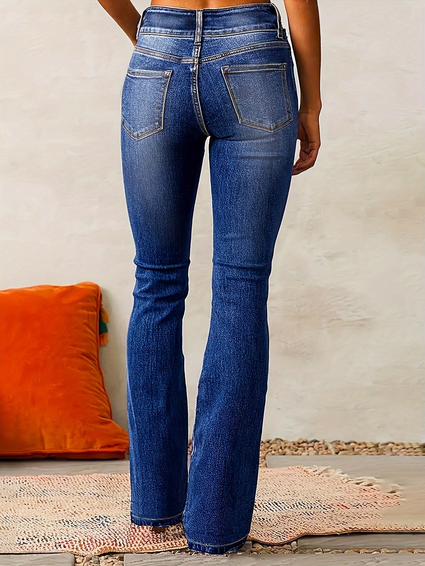High Waist Straight Flare Denim Jeans