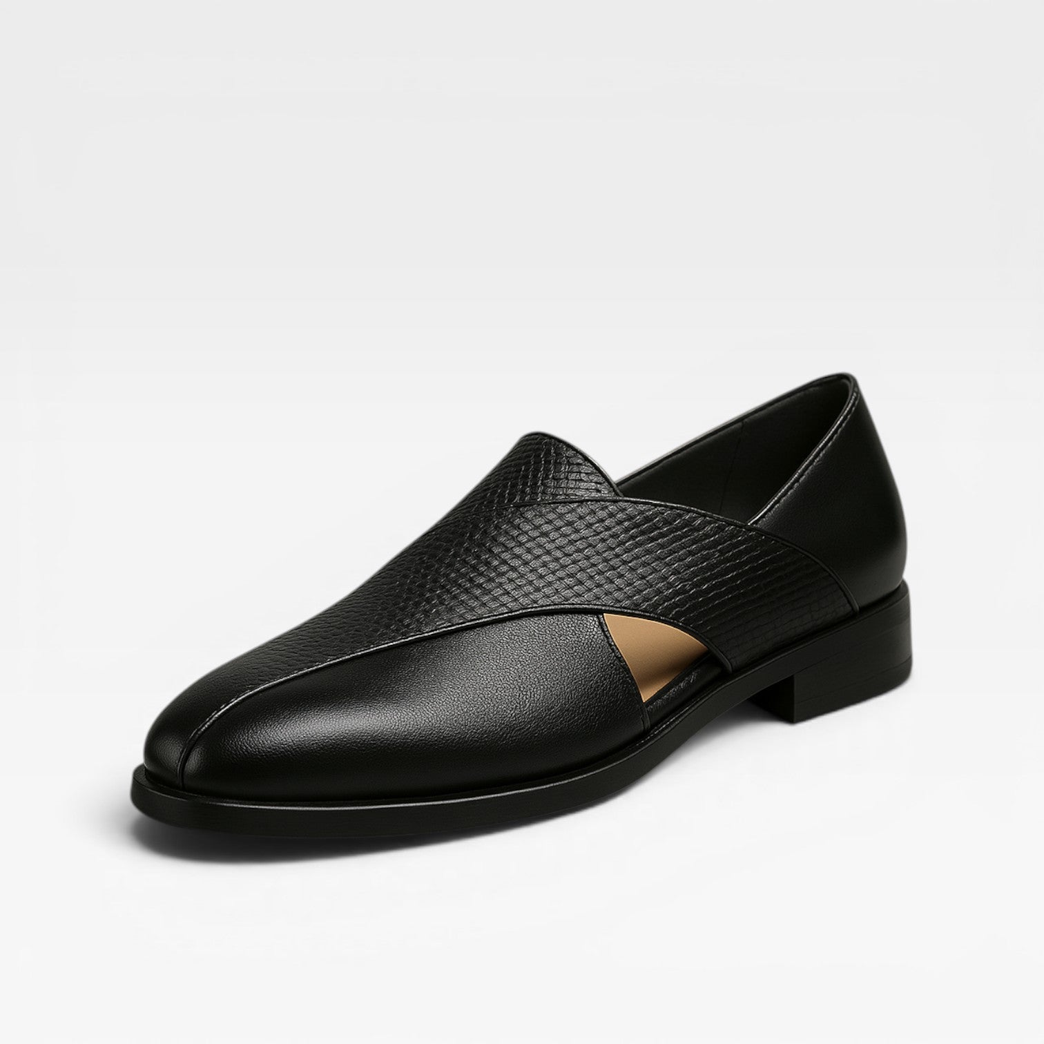 Cross Strap Genuine Leather Loafers