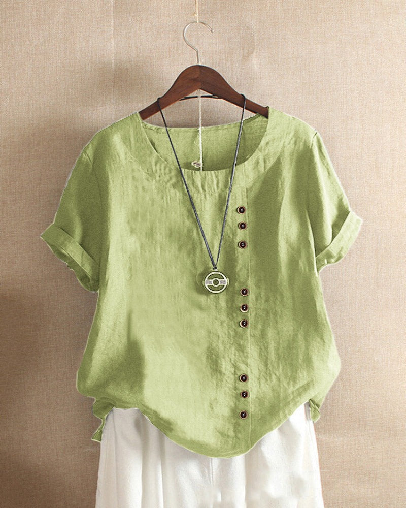 Short Sleeve Blouse With Round Neckline