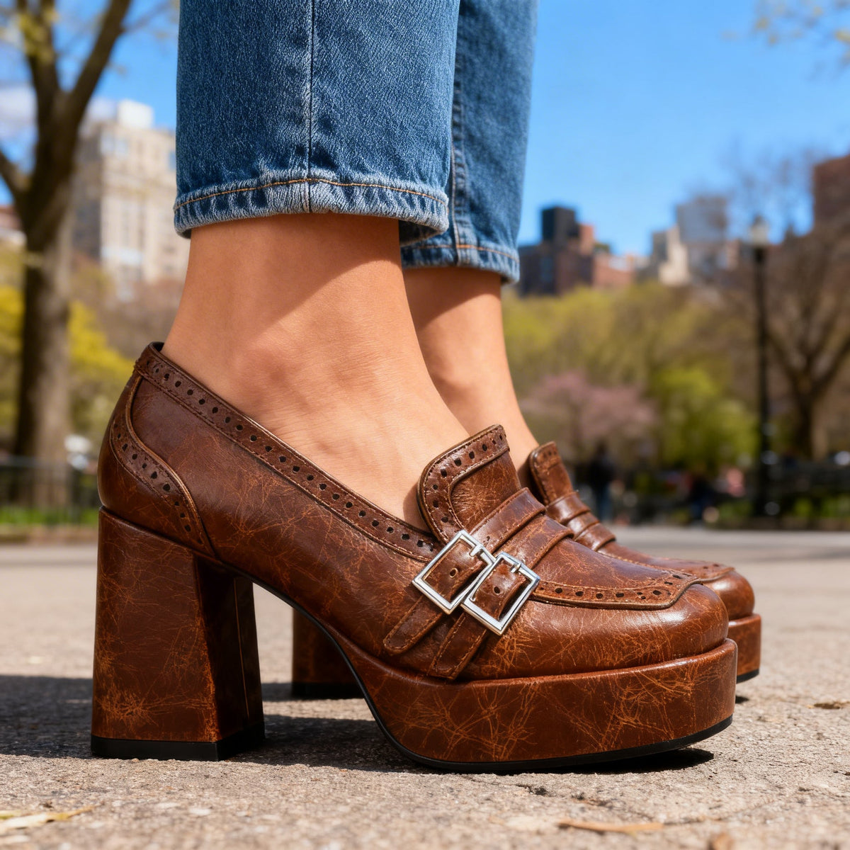 Brogue Loafers with Cushioned Insole
