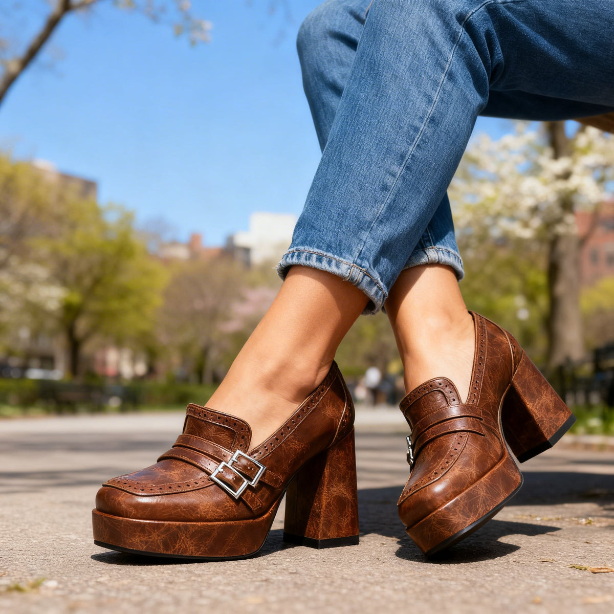 Brogue Loafers with Cushioned Insole