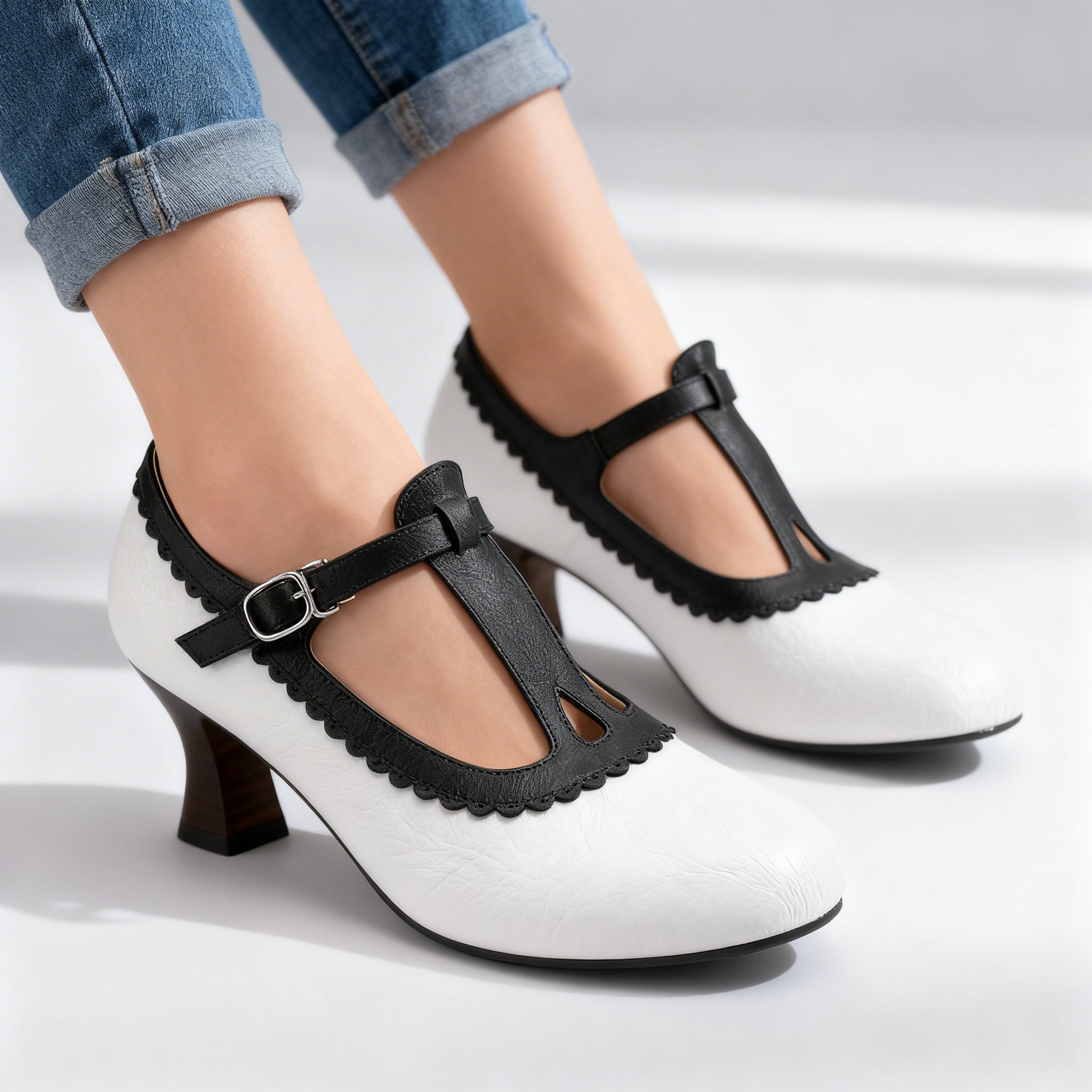 Leather T-Strap Loafers