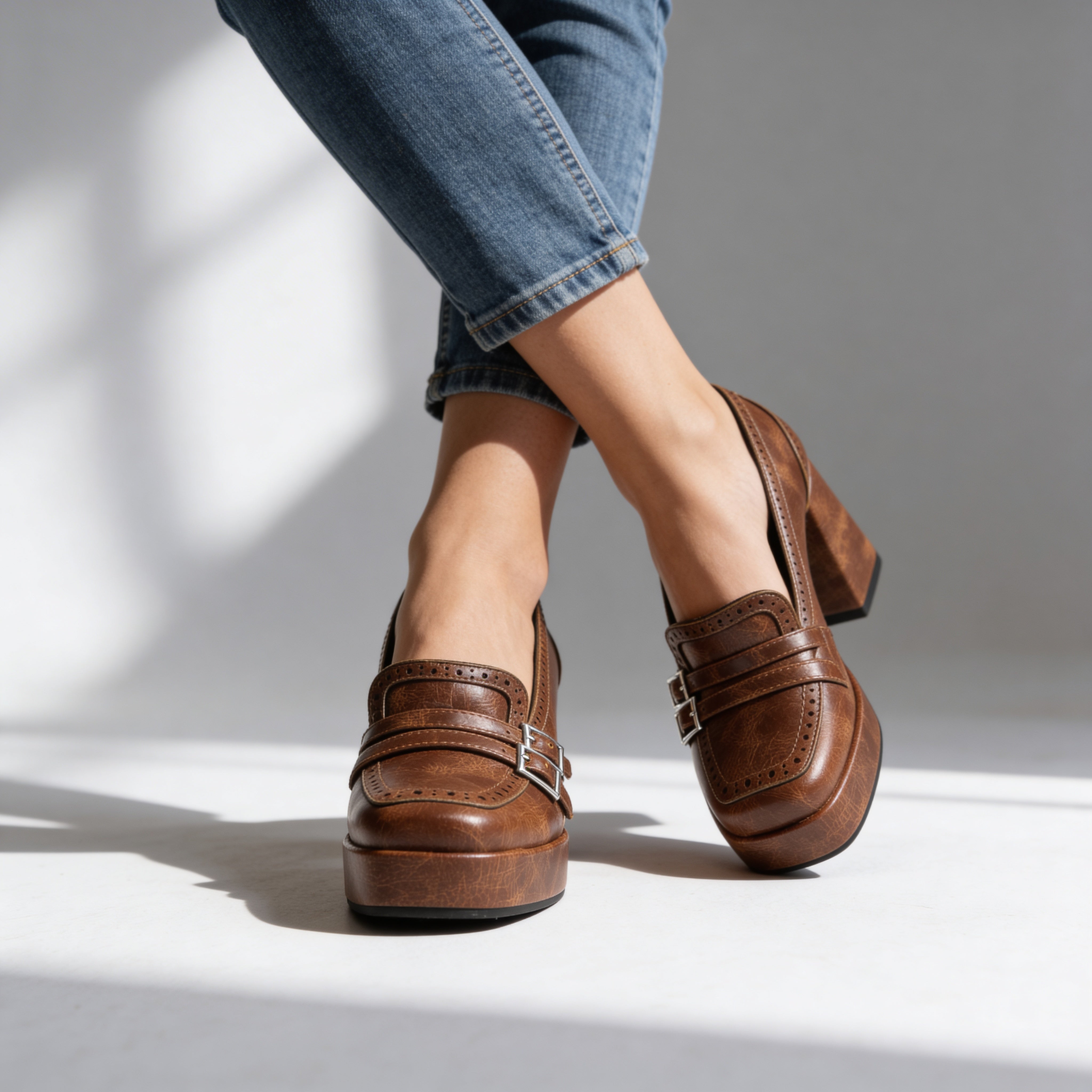 Brogue Loafers with Cushioned Insole