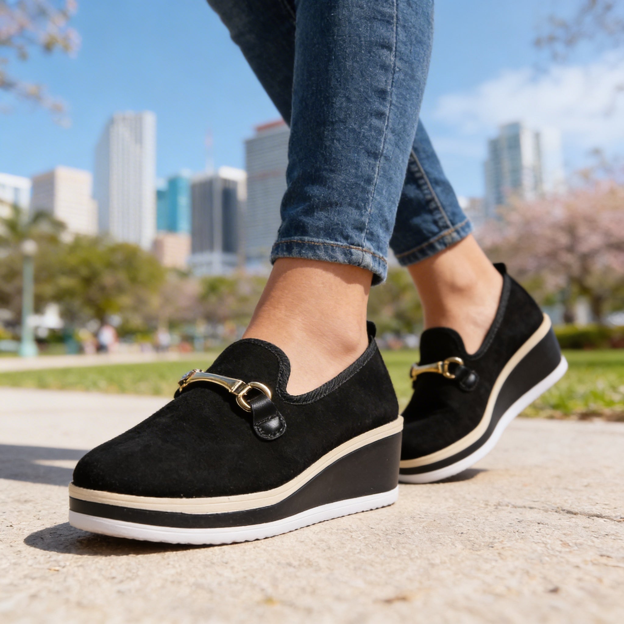 Orthopedic Platform Loafers with Buckle