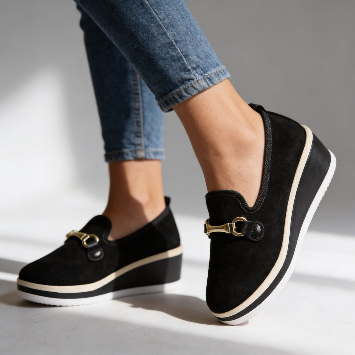 Orthopedic Platform Loafers with Buckle