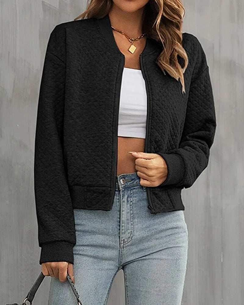 Women's Zip-Up Quilted Bomber Jacket