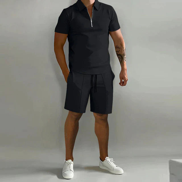 Men Two-Piece Summer Polo and Shorts Set