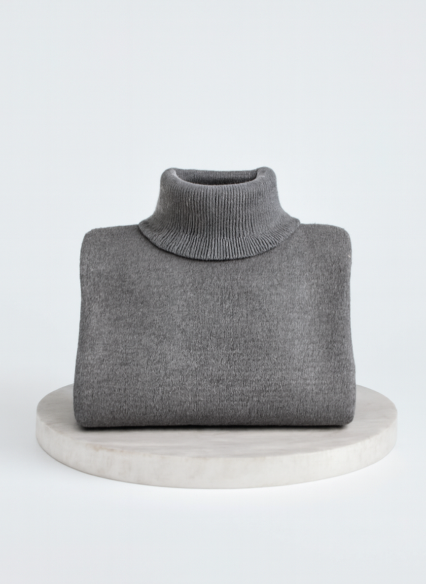 Oversized Turtleneck Sweater with Asymmetric Hem