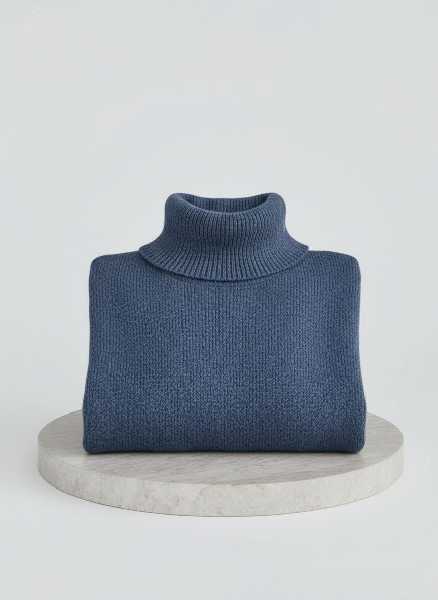 Oversized Turtleneck Sweater with Asymmetric Hem