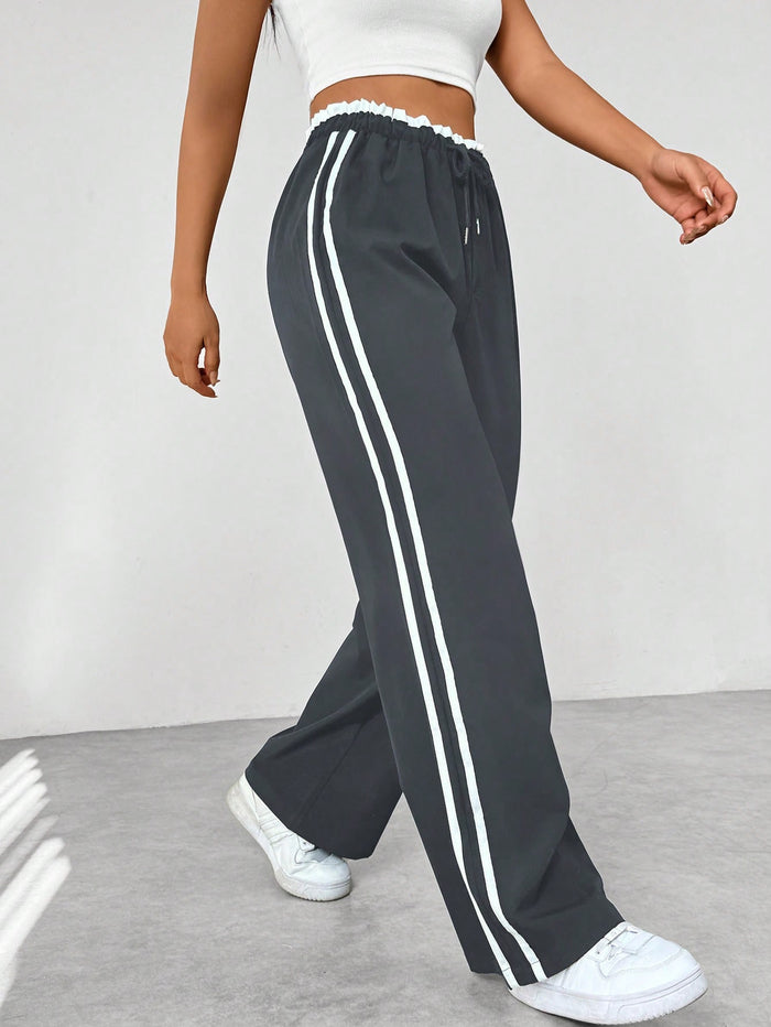 High-Waisted Striped Jogger Sweatpants