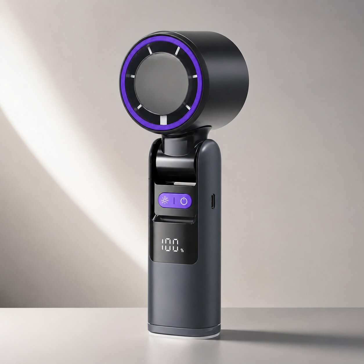 Handheld Fan with Cooling Plate, Flashlight, and 100-Speed Control