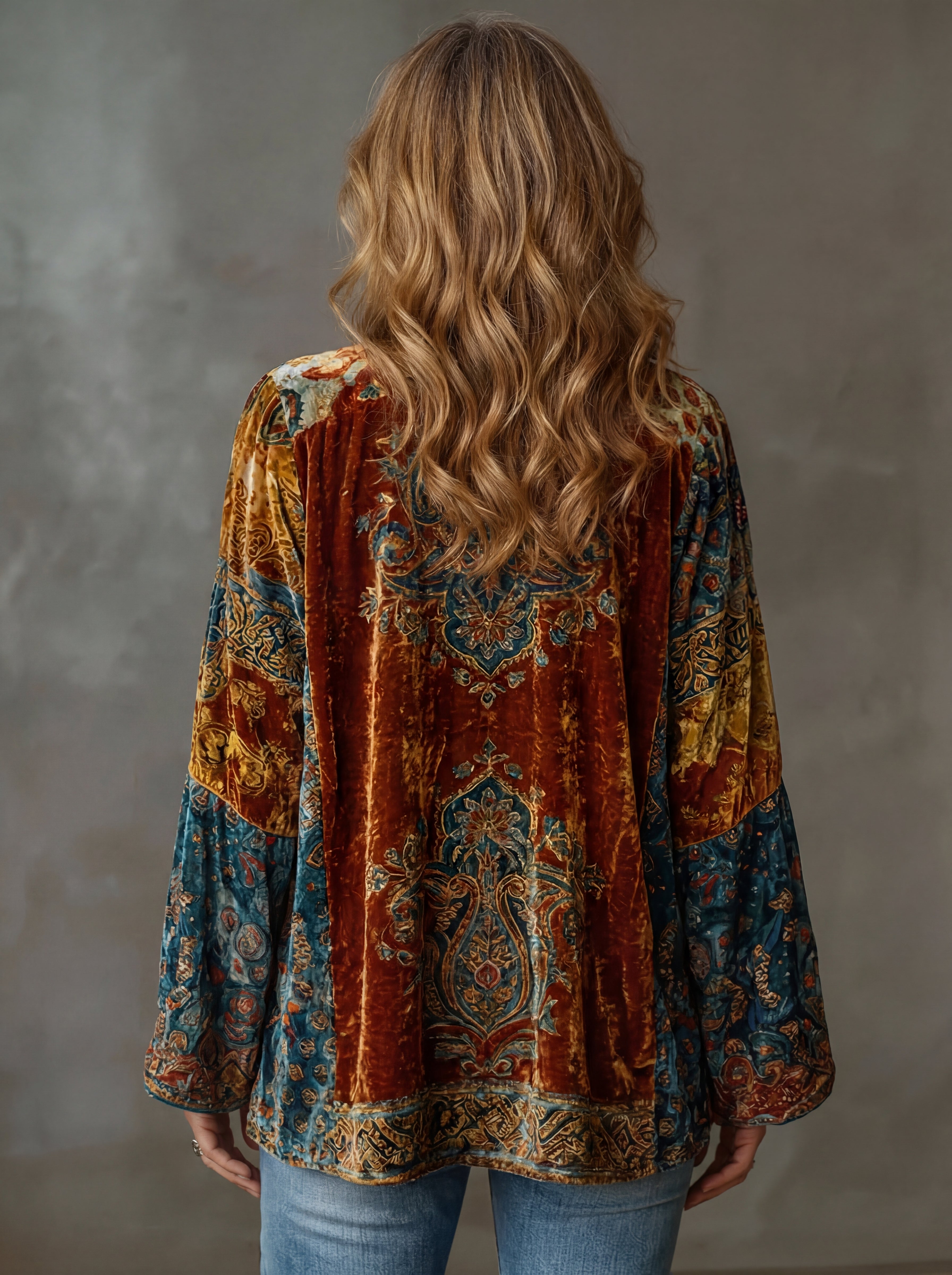 Boho Kimono Jacket With Wide Flowing Sleeves