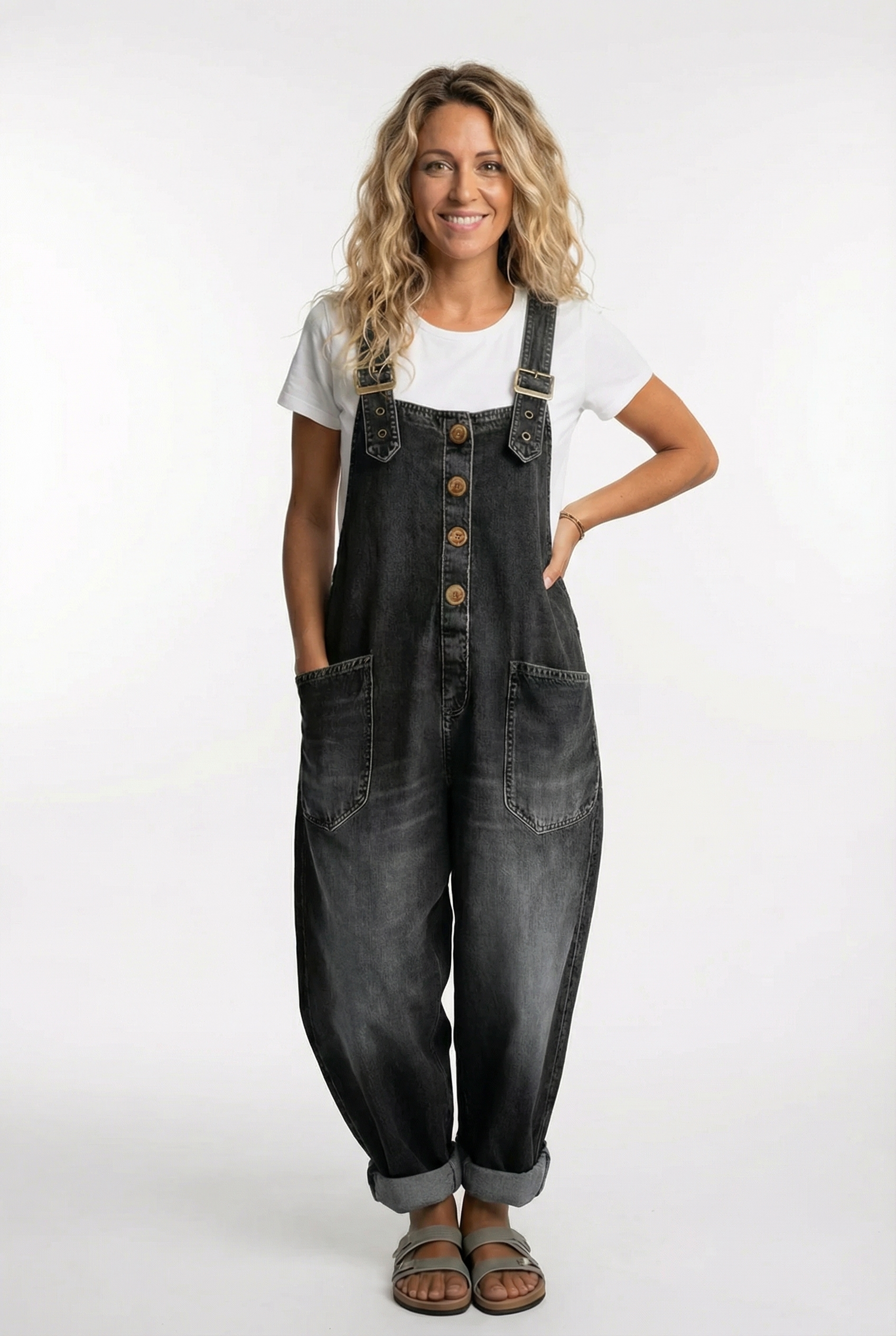 Versatile Adjustable Strap Denim Overall