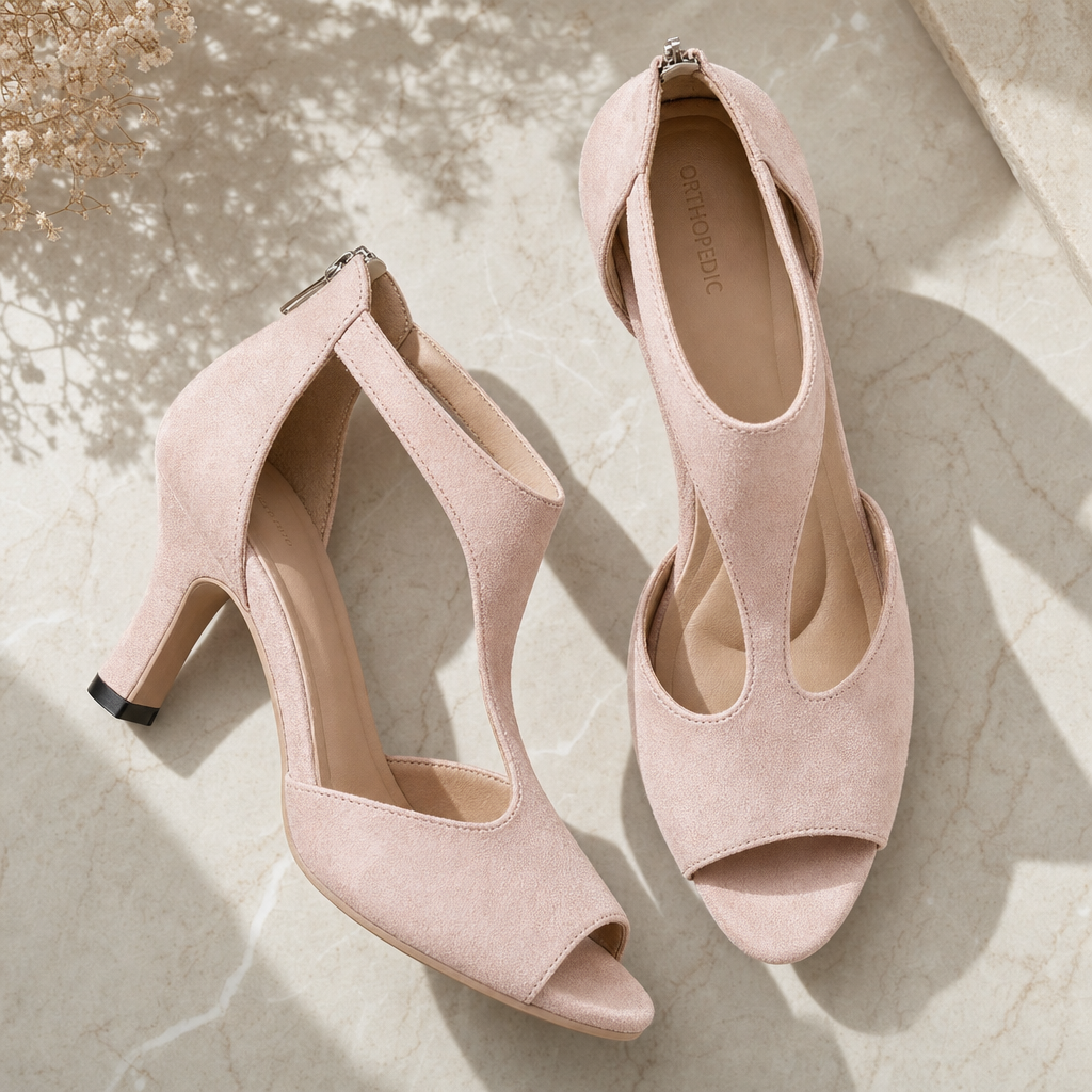 Orthopedic Cushioned High Heel Shoes - flatlay