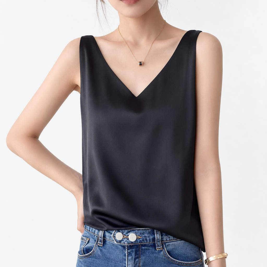 Silk-Feel Tank Top - studio shot
