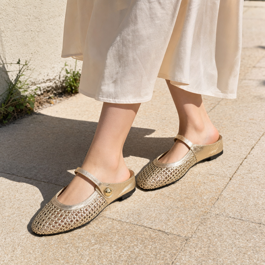 Tressa Orthopedic Woven Mule Flats - lifestyle shot