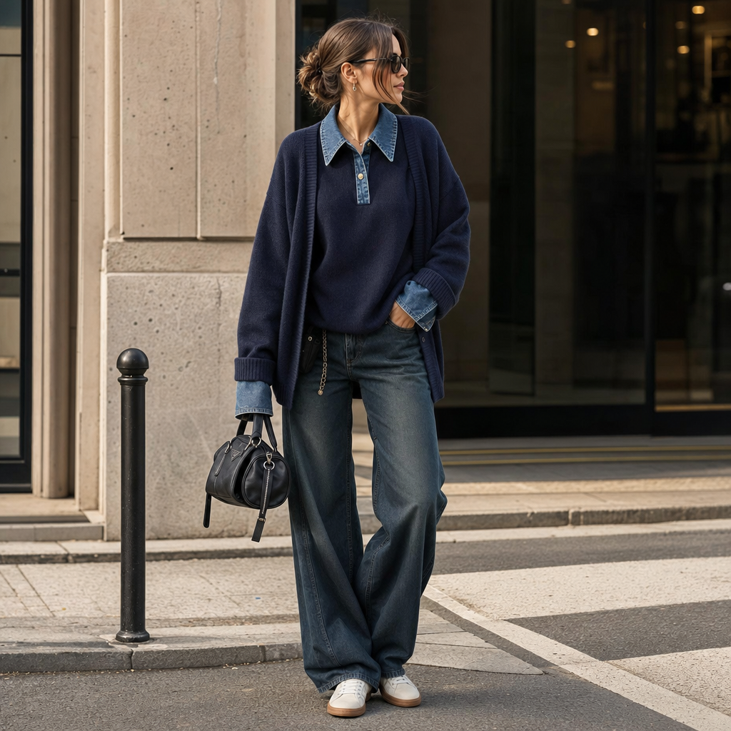 Panel Lapel Open-Front Knit Cardigan