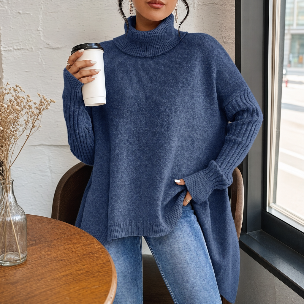 Oversized Ribbed Turtleneck Sweater