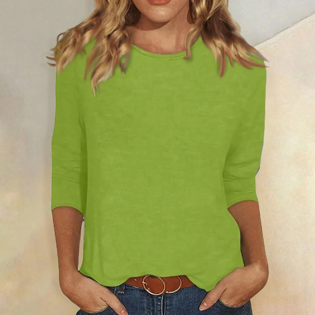 Women's Crew Neck Three-Quarter Sleeve Casual Top