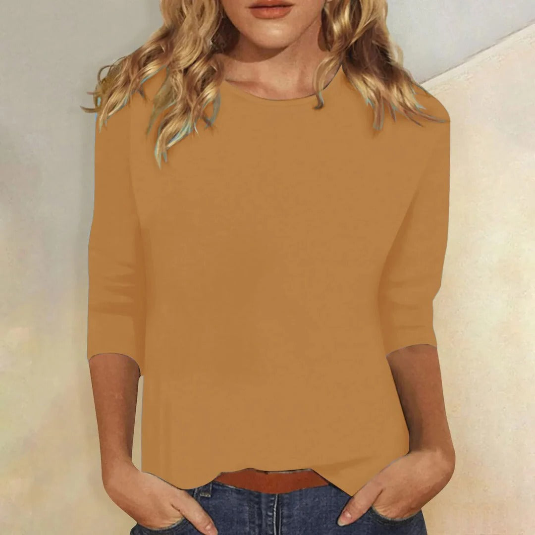 Women's Crew Neck Three-Quarter Sleeve Casual Top