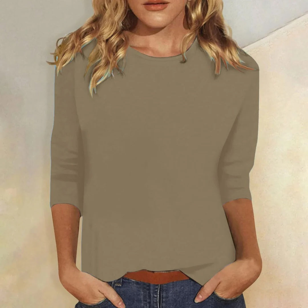 Women's Crew Neck Three-Quarter Sleeve Casual Top