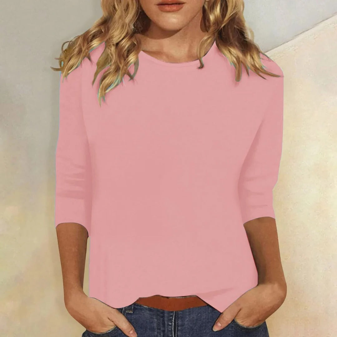 Women's Crew Neck Three-Quarter Sleeve Casual Top