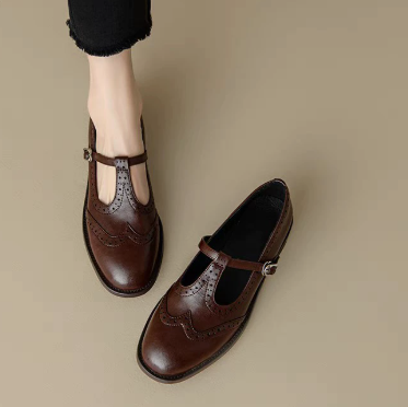 T Bar Mary Jane Shoes With Low Block Heel