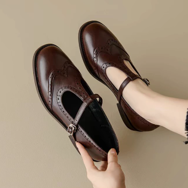 T Bar Mary Jane Shoes With Low Block Heel