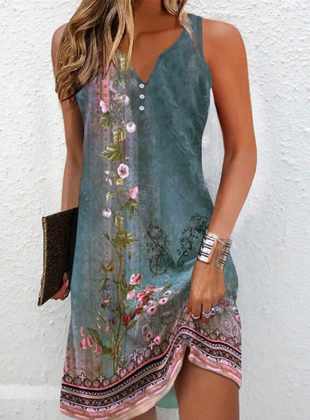 Sleeveless Mini Dress for Women - Relaxed Fit
