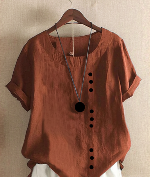 Short Sleeve Blouse With Round Neckline