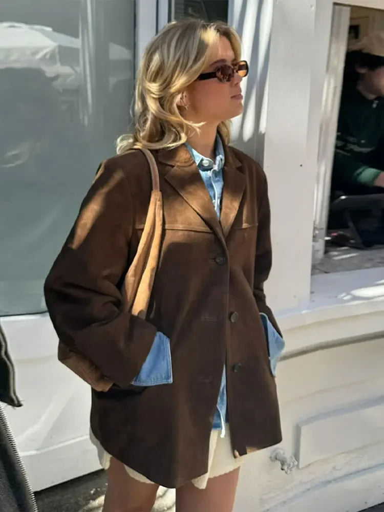 Elegant Faux Suede Autumn Jacket
