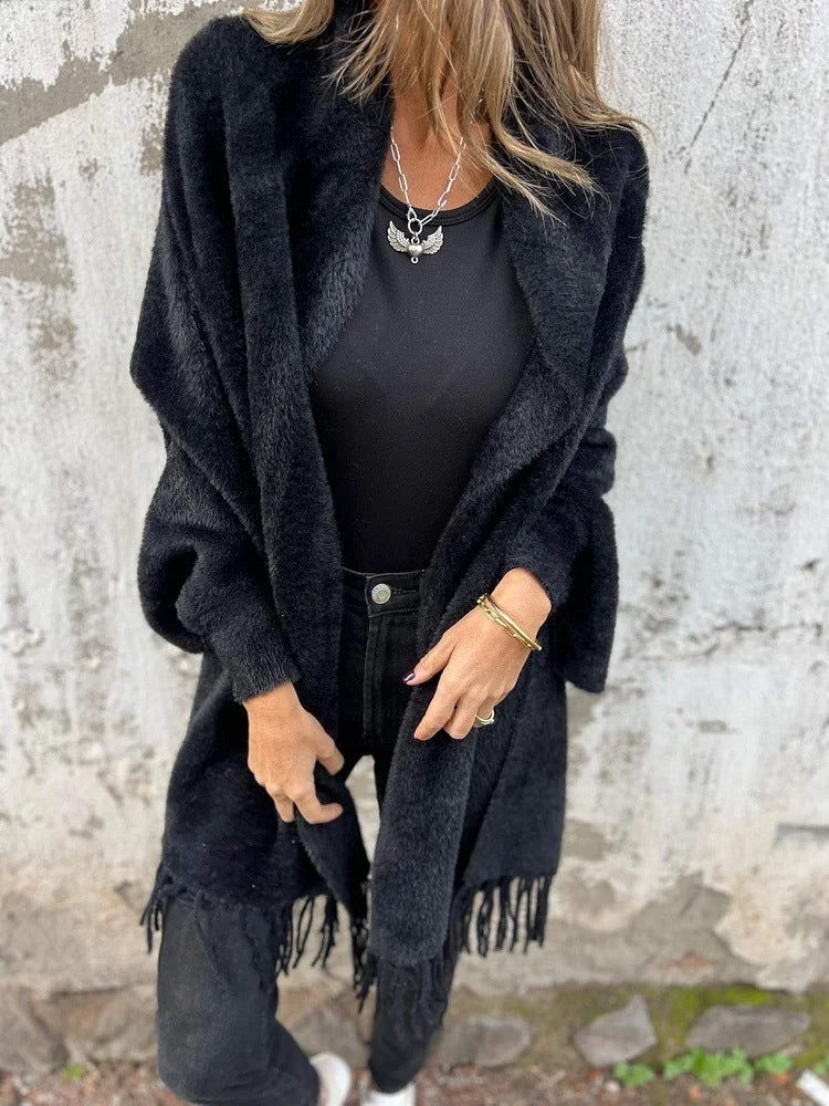 Long Winter Coat With Tassel Detail